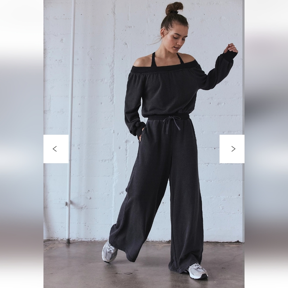 FP Movement by Free People Black Off-Shoulder Jumpsuit